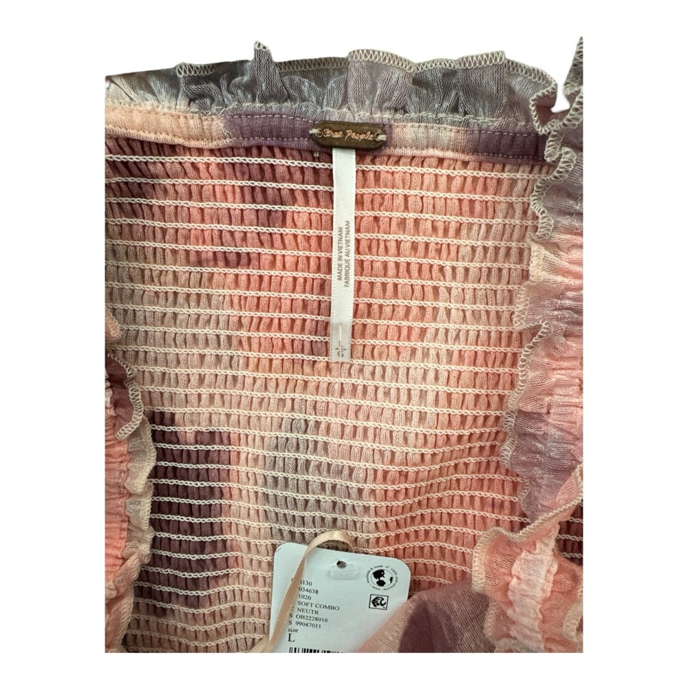 Free People Tessa Smocked Midi Dress Blush Pink Watercolor Pattern NWT Size L - Picture 11 of 12